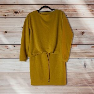 Long sleeved mustard yellow Midi Dress VERO MODA S